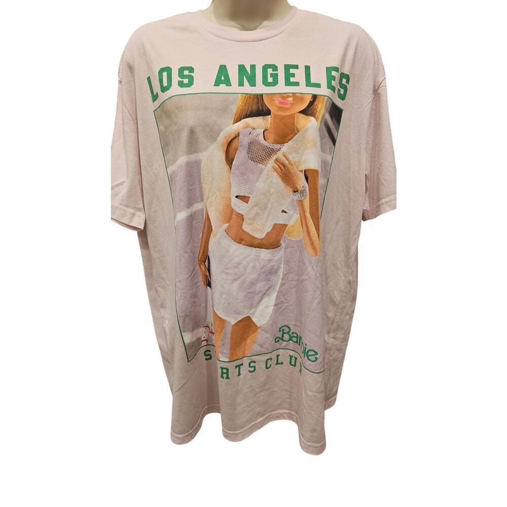 Barbie Los Angeles Sports Club Pink Womens Top Shirt Oversized Sz L NWOT 90s 80s